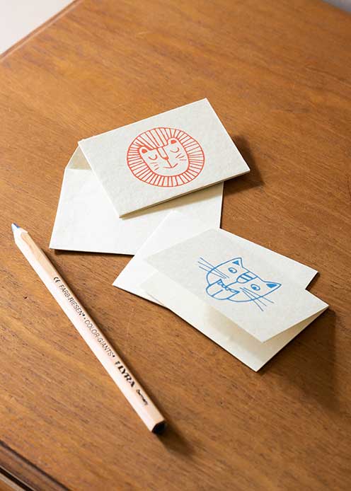 【ピープルツリー 公式】【people tree】手漉き紙のミニグリーティングカード(2枚セット) アニマル ライオン&ネコ 【フェアトレード】 【People...