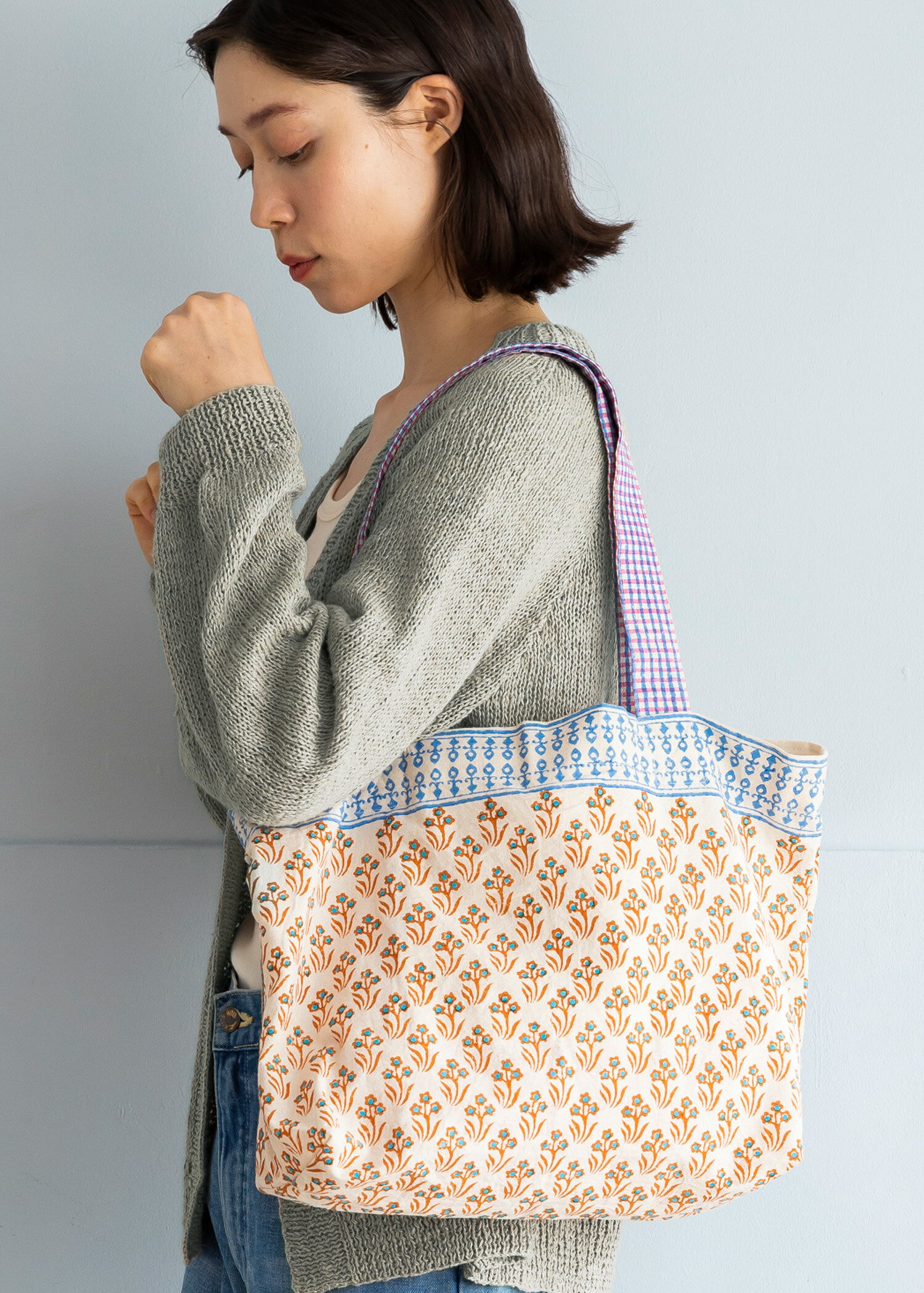 【ピープルツリー 公式】【people tree】ブロックプリントショルダーバッグ【フェアトレード】 【PeopleTree】のサムネイル