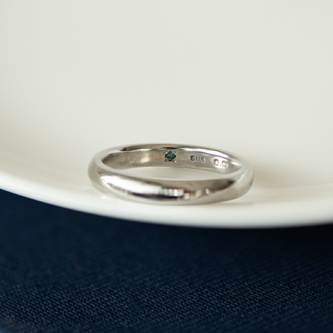 リング ステンレススチール ブルーダイヤモンド(4月誕生石)(甲丸)[0613845101]