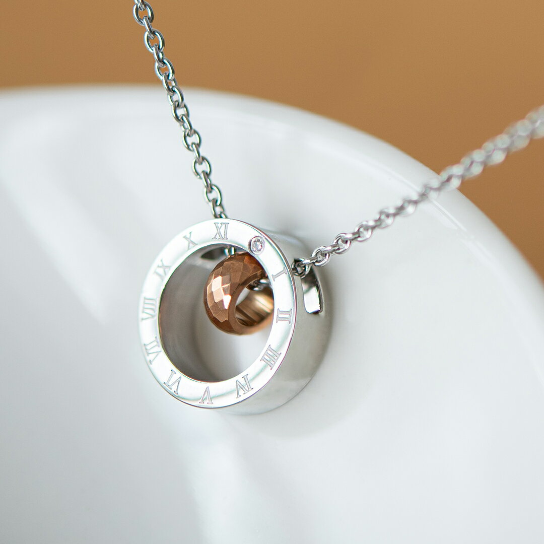 ペアネックレス(レディース単品) サージカルステンレス タングステン(ピンクゴールドIPコーティング) ダイヤモンド(316L)(文字盤)[5323840108...