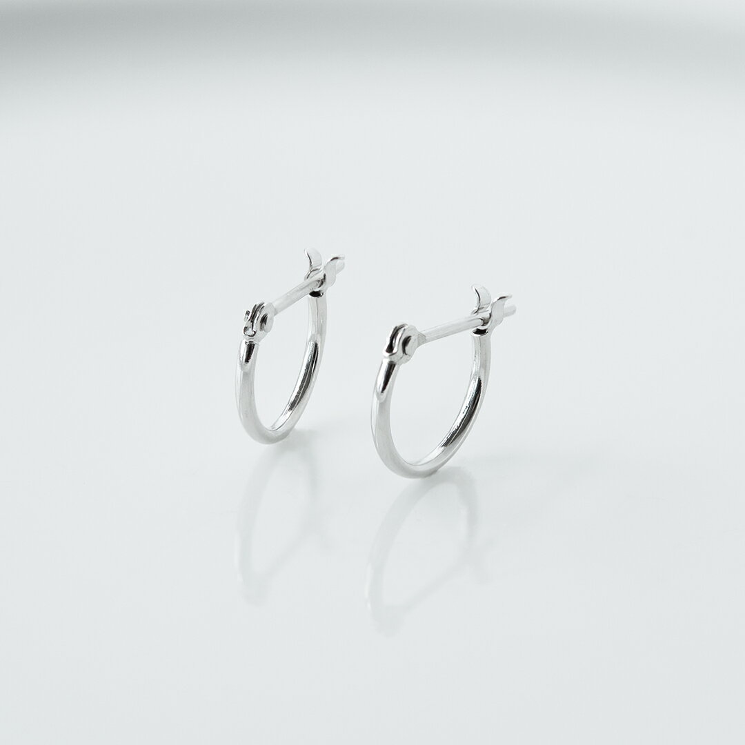 White Gold - 【1mmパイプ直径10mm】スナップピアス K10ホワイトゴールド