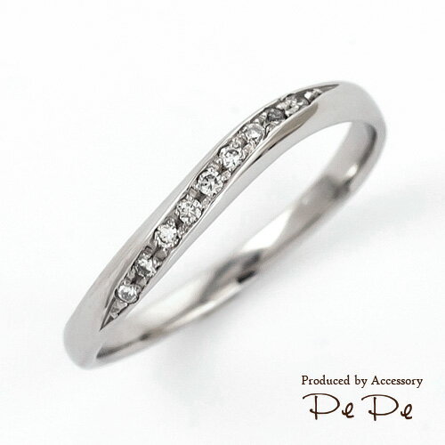プラチナ900 ダイヤモンド合計0.05ct マリッジリング (レディース)(ウェーブ)(TRUE HEART/PE-02)[3191140201]
