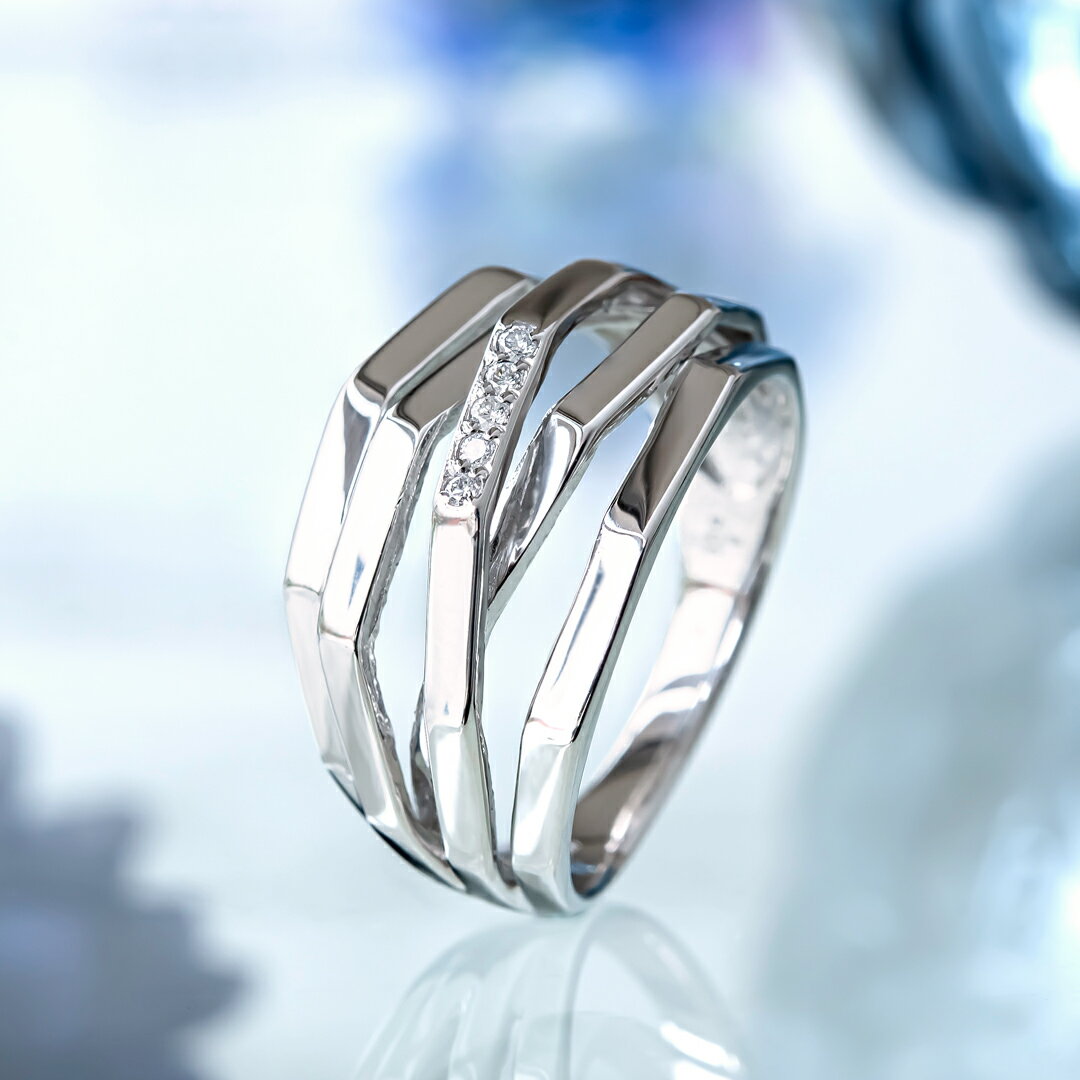 プラチナ900 ダイヤモンド合計0.04ct リング(4月誕生石)[5911140206]