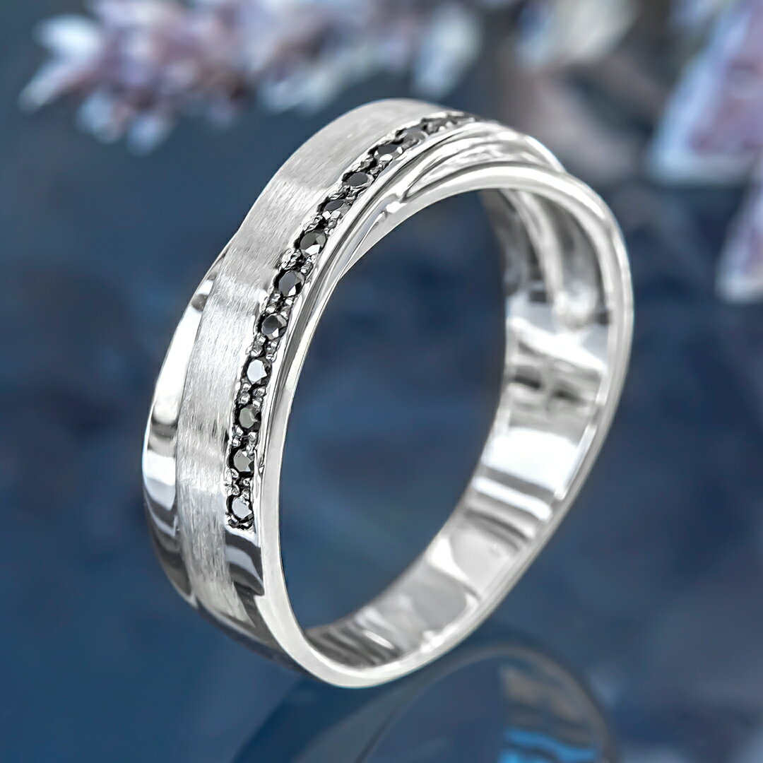 【永遠の輝き！プラチナ×ブラックダイヤモンドリング】 プラチナ950 ブラックメッキ ブラックダイヤモンド合計0.1ct（クロス) [5711145401]