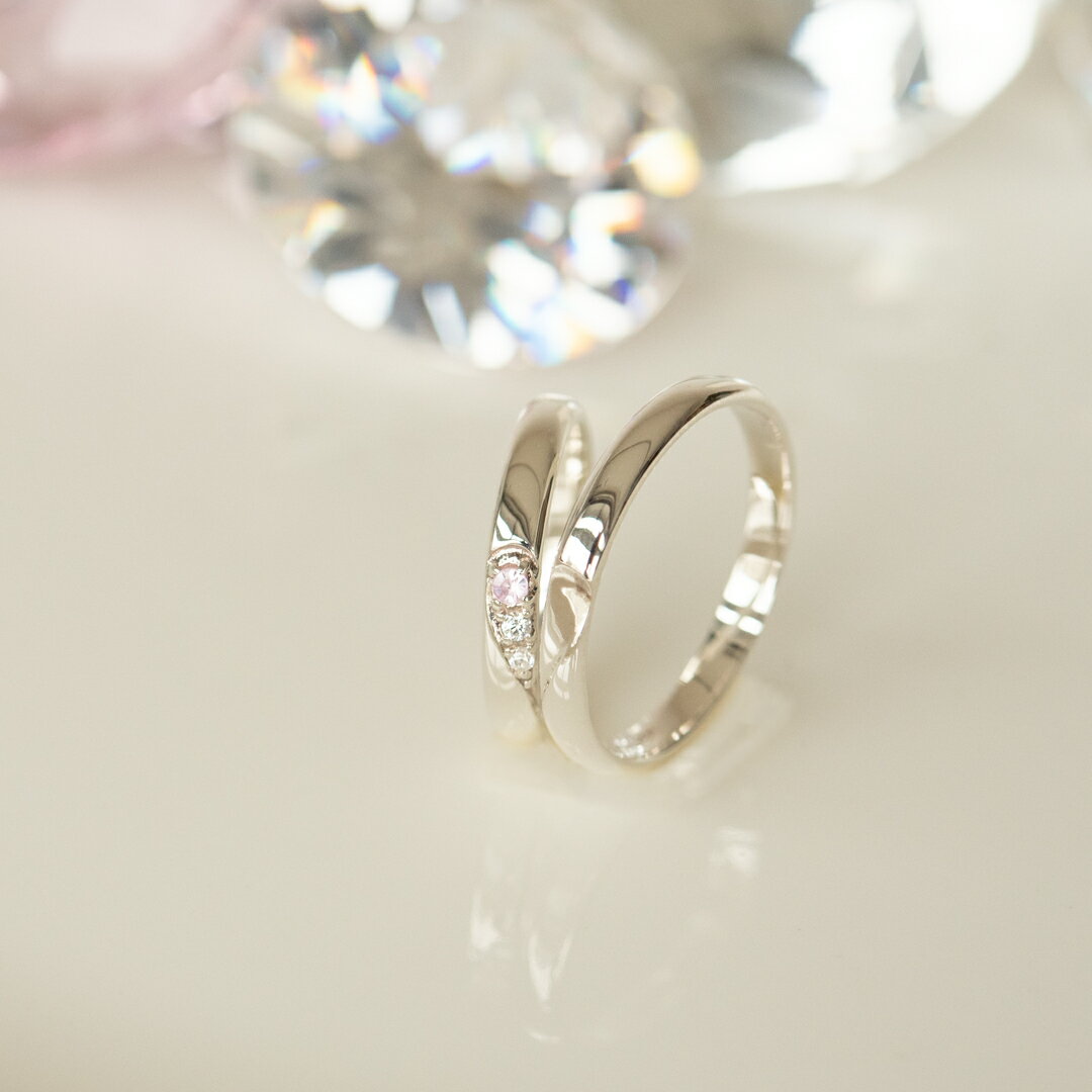 ペアリング シルバー ピンクサファイア キュービックジルコニア【ペア売り】(9月誕生石)(ハート)[8613709201-8613700111]