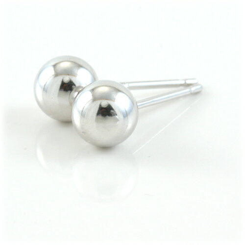 白金 - ピアス K14ホワイトゴールド 5mm丸玉