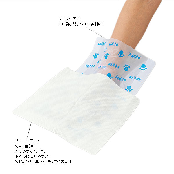 ウンチをサッとキャッチ！取ったら裏返してトイレにポイッ。 ポリ袋が開けやすい素材。 　サッと剥がせるから、愛犬に急かされても安心です。 約4.8倍（※）溶けやすくなって、トイレに流しやすい！ 　旧商品に比べて紙袋がトイレに詰まる心配を軽減しました。 （※）JIS規格に基づく溶解度検査より 素材 外袋・ポリエチレン、中袋・再生紙100％ サイズ（約） 幅20×30cm 入数 200枚入（2袋） 備考 日本製 ※改良のため、仕様を変更することがあります。 ※お届けする商品によって、色、サイズ、柄の出方などが多少異なる場合があります。