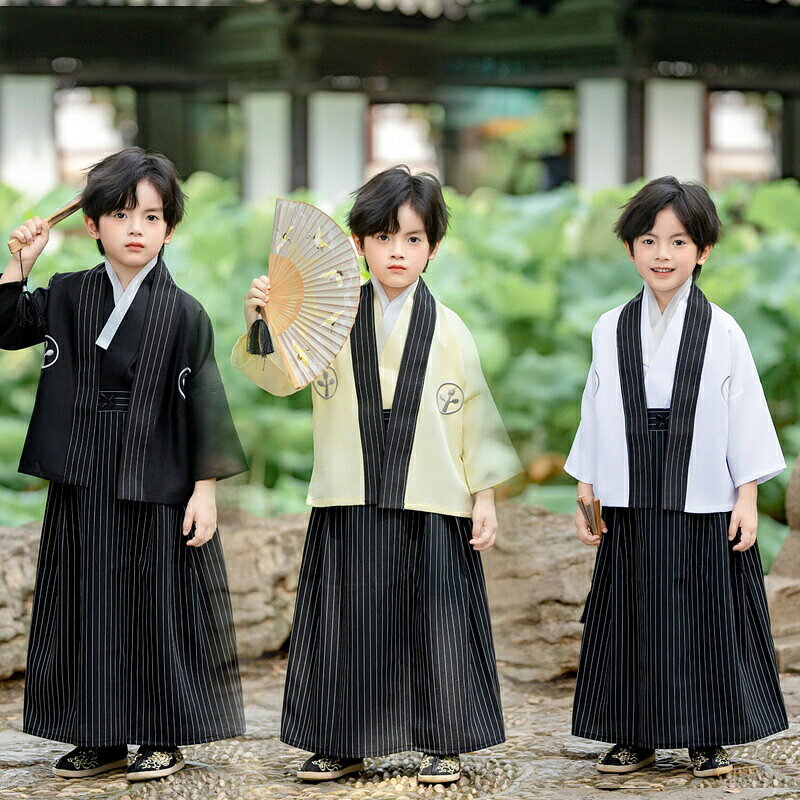 3点セット 男の子 羽織付きスカートセット コスプレ衣装 着物 キッズ 舞台劇 ハロウィン 衣装 和物 和風 仮装 小学生 文化祭 祭り 花火大会 花見 イベント 舞台衣装 テージ衣装 男児 ベビー 初節句 お祝い 正月衣装 子供服 七五三 誕生日 110 120 130 140 150 ストライプ