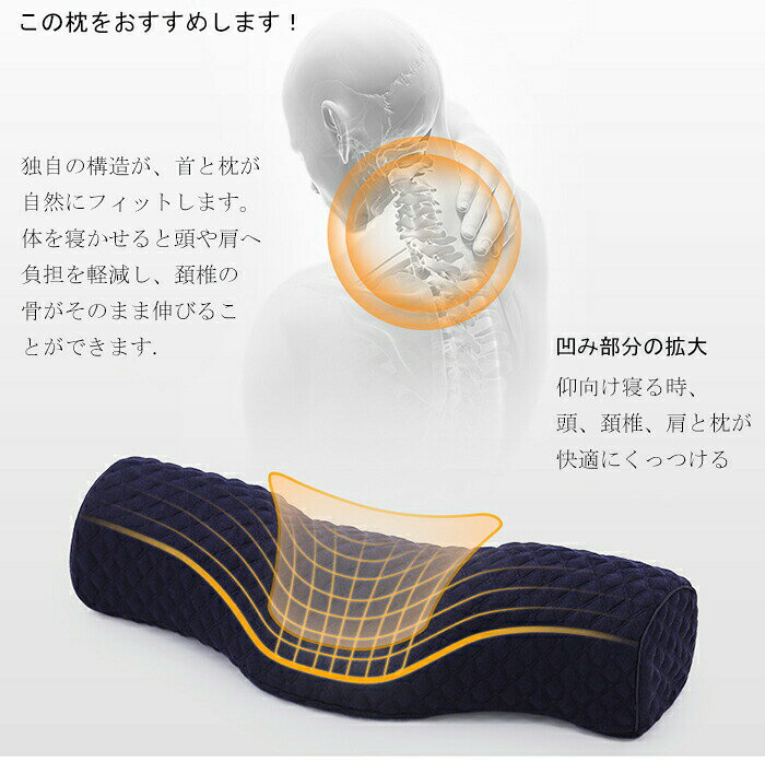 Pepse楽天市場店の枕 低反発 2way 仰向け 横向き 安眠枕 快眠枕 熟睡 首ケア 健康まくら まくら 首と頚椎をやさしく支える 健康枕 通気性抜群 カバー洗える 肩凝り 頭痛改善 ストレートネック プレゼント ギフト 頚椎安定 自然に伸びる｜アングル3