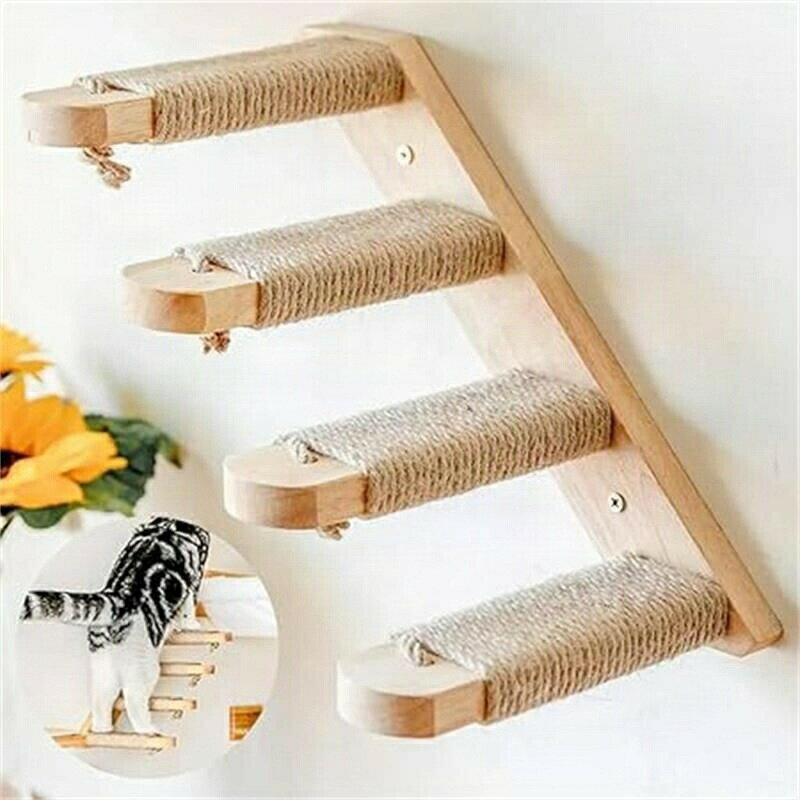 ステップ キャットウォーク 階段 キャットステップ ステップ台 猫 木製 4段 壁 取付 猫用階段 DIY 壁付け 猫家具 室内用 猫棚 遊び場 キャット階段 まとめ買い お得 ドッグステップ ステップワゴン メーカー希望小売価格はメーカーサイトに基づいて掲載しています