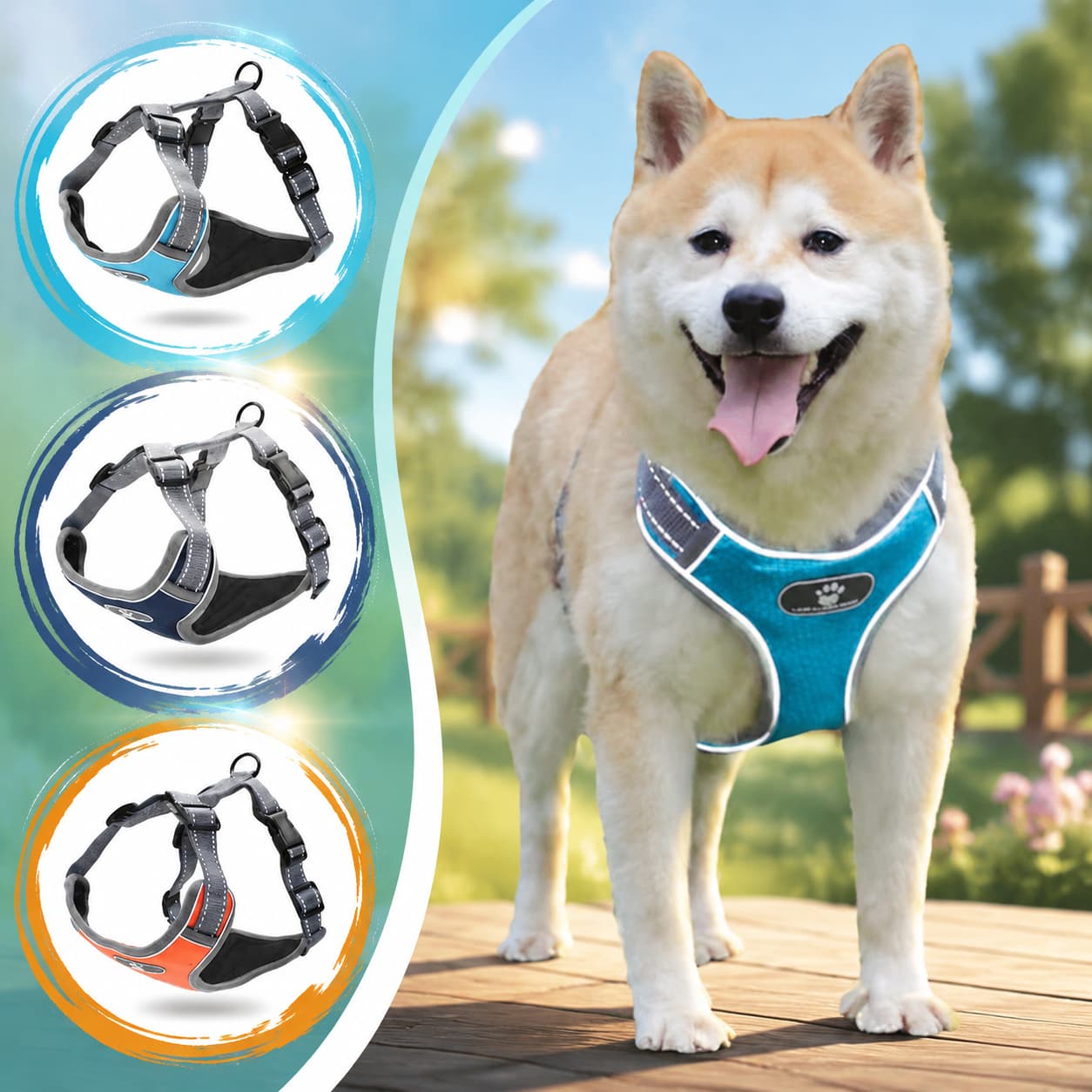 ハーネス ソフトハーネス ベストハーネス 胴輪 リード 2点セット 犬用 散歩紐 メッ...