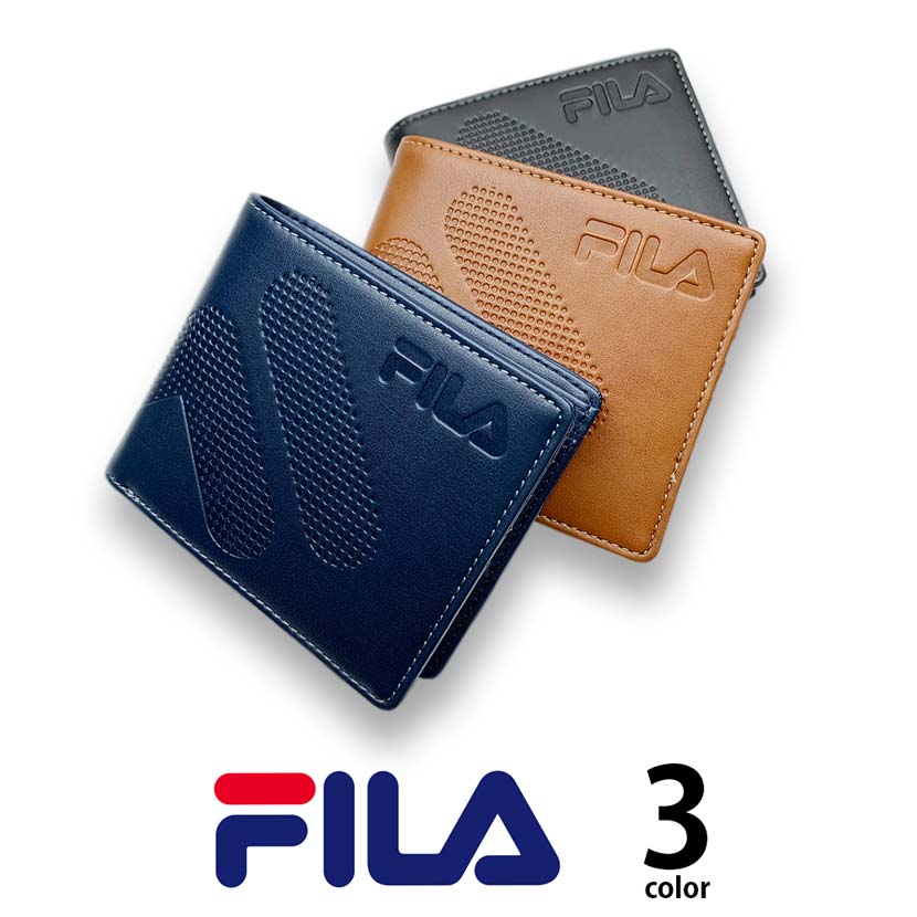 FILA フィラ ドットロゴ型押し 2つ折り財布 ショート ウォレット ファッション 人気 ブランド おしゃれ 誕生日 記念 プレゼント ギフト 送料無料