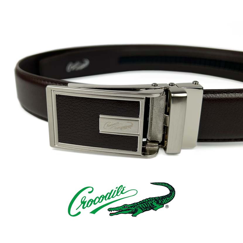全2色 CROCODILE クロコダイル 床革 スマートロック プレートバックル 幅3.2cm 穴なし おしゃれ フォーマル ビジネス ビジカジ オフィス パーティー 誕生日 記念 プレゼント ギフト 送料無料