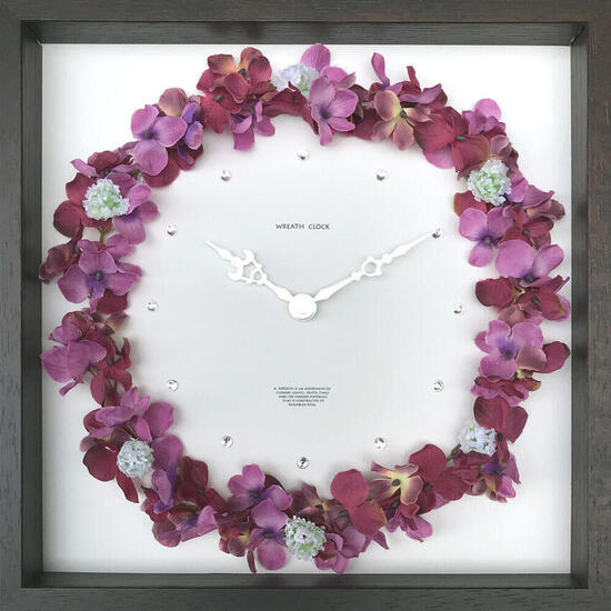 おしゃれなフラワークロック おしゃれ フラワークロック ハイドレンジア Wreath Clock Hydrangea mauve 壁掛け 時計 おしゃれ 誕生日 記念 プレゼント ギフト 送料無料