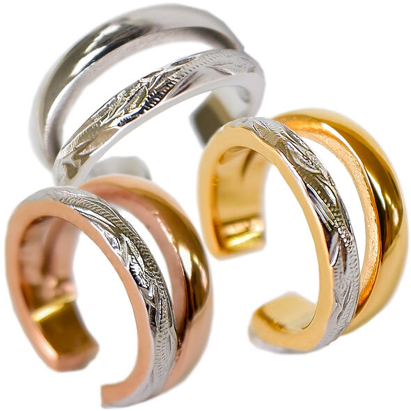 ハワイアンジュエリー イヤーカフ 片耳用 金属アレルギー対応 ステンレス スクロール 波 ユニセックス おしゃれ 誕生日 記念 プレゼント ギフト 送料無料