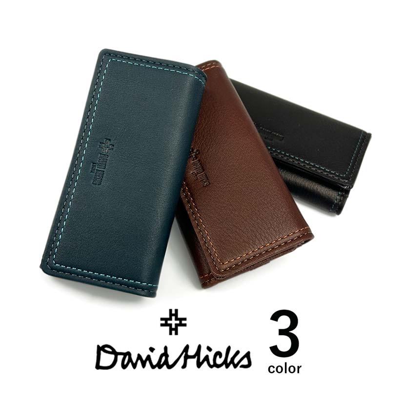 全3色 DAVID HICKS デービッド ヒックス カラーステッチ リアルレザー キーケース 鍵入れ おしゃれ 人気 ブランド 誕生日 記念 プレゼント ギフト 送料無料