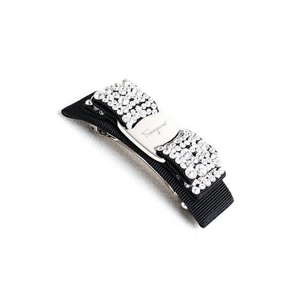 フェラガモ FERRAGAMO バレッタ ビジュー付き ヘアークリップ リボン レディース ヴァラ VARA BLACK ブラック ファッション 人気 ブランド...