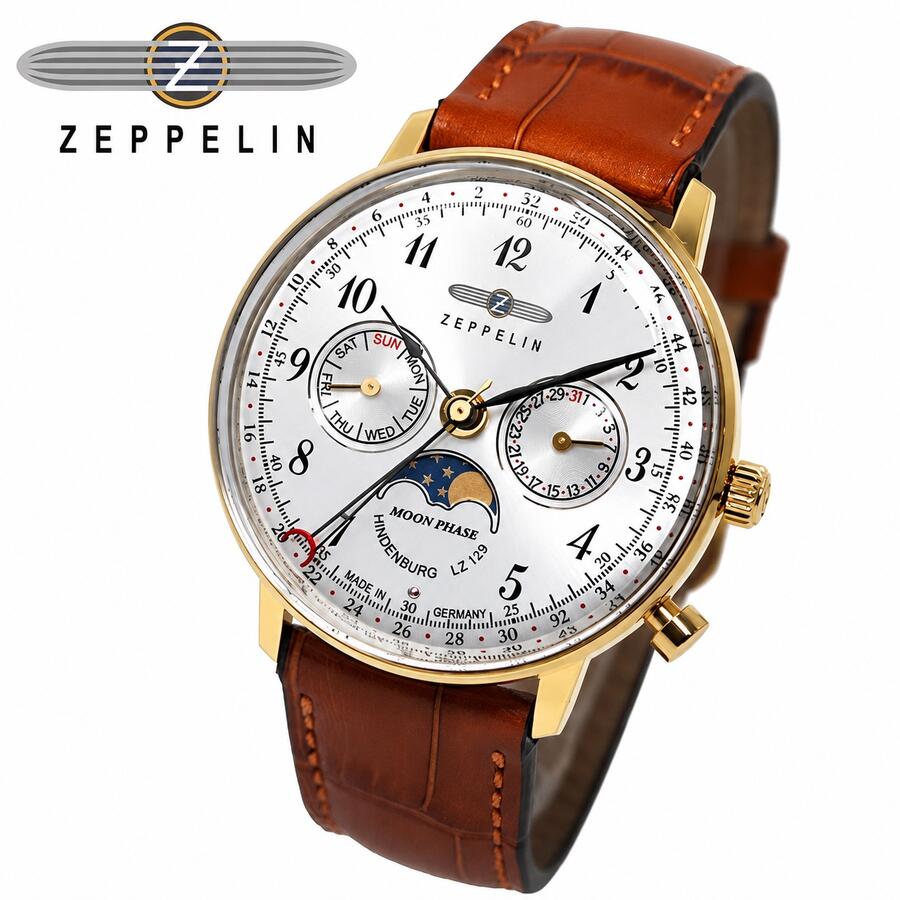 Rakuten - 【ギフト対応可】ツェッペリン ZEPPELIN 腕時計 LZ129 Hindenburg ヒンデンブルク ムーンフェイズ ドイツ製 シルバー クオーツ ユニセックス ウォッチ おしゃれ 人気 ブランド 誕生日 記念 プレゼント ギフト 送料無料
