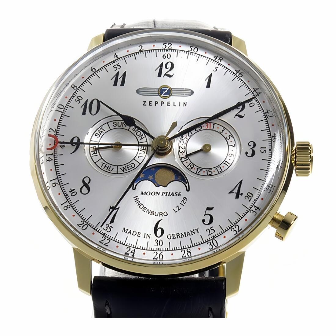 【ギフト対応可】ツェッペリン ZEPPELIN 腕時計 Hindenburg Moonphase ヒンデンブルグ ムーンフェイズ シルバー メンズ クオーツ アナログ おしゃれ 人気 ブランド 誕生日 記念 プレゼント ギフト 送料無料 2