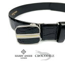 HARDY AMIES ハーディエイミス 日本製 クロコダイルレザー 穴なしフィットバックル ベルト おしゃれ フォーマル ビジネス ビジカジ オフィス パーテ...