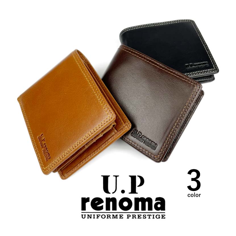 Other - 全3色 U.P renoma ユーピーレノマ リアルレザー 中ベラ付き 2つ折り財布 ショートウォレット 誕生日 記念 プレゼント ギフト 送料無料