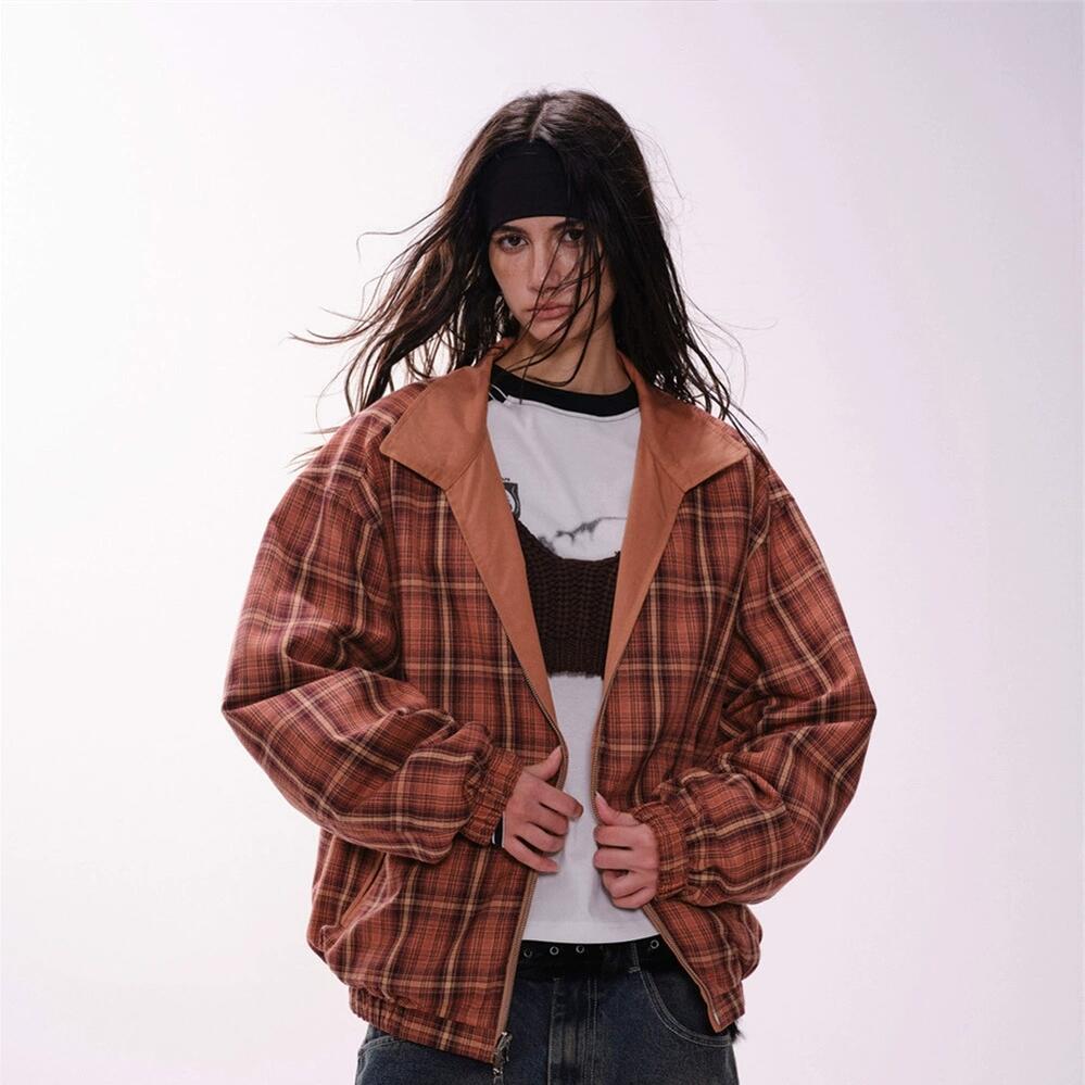 新作 リバーシブル チェック柄 スタジャン 男女兼用 ストリート系 ジャケット 春秋 ファッション 人気 ブランド おしゃれ 誕生日 記念 プレゼント ギフト 送料無料