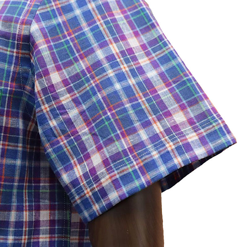 イタリア発ブランド Gian Bellini ジャンベリーニ シャツ 半袖 イタリア製 ホリゾンタルカラー リネン混 チェック柄 ブルー パープル ファッション 人気 ブランド おしゃれ ビジネス ビジカジ テレワーク オフィス 誕生日 記念 プレゼント ギフト 送料無料