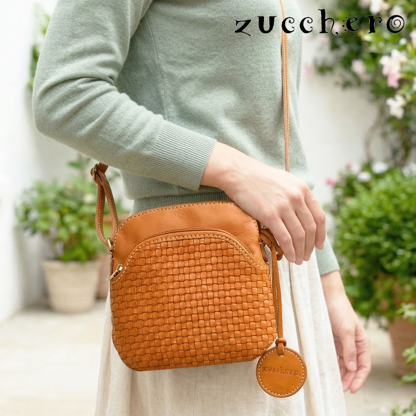 樂天商城 - ポイント10倍 zucchero ズッケロ バッグ 送料無料 49696 本革 ヌメ革 メッシュ ショルダーバッグ 肩掛け 斜め掛け レディース バッグ 編み込み レザー ショルダー バッグ レディースバッグ カジュアルバッグ 牛革 鞄 かばん 通勤 カジュアル