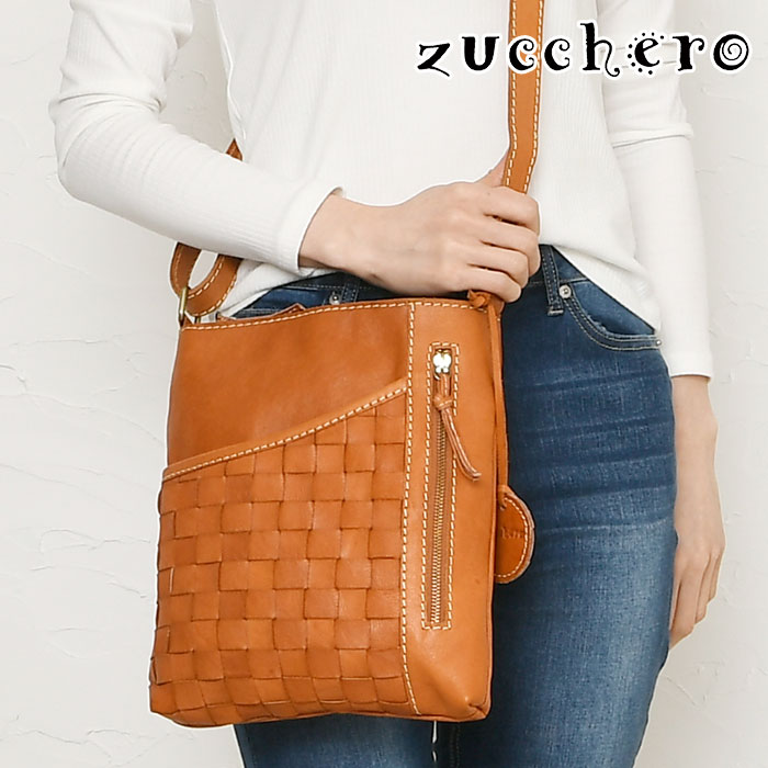 ポイント10倍 zucchero ズッケロ バッグ 送料無料 49799 本革 ヌメ革 メッシュ ショルダーバッグ 肩掛..