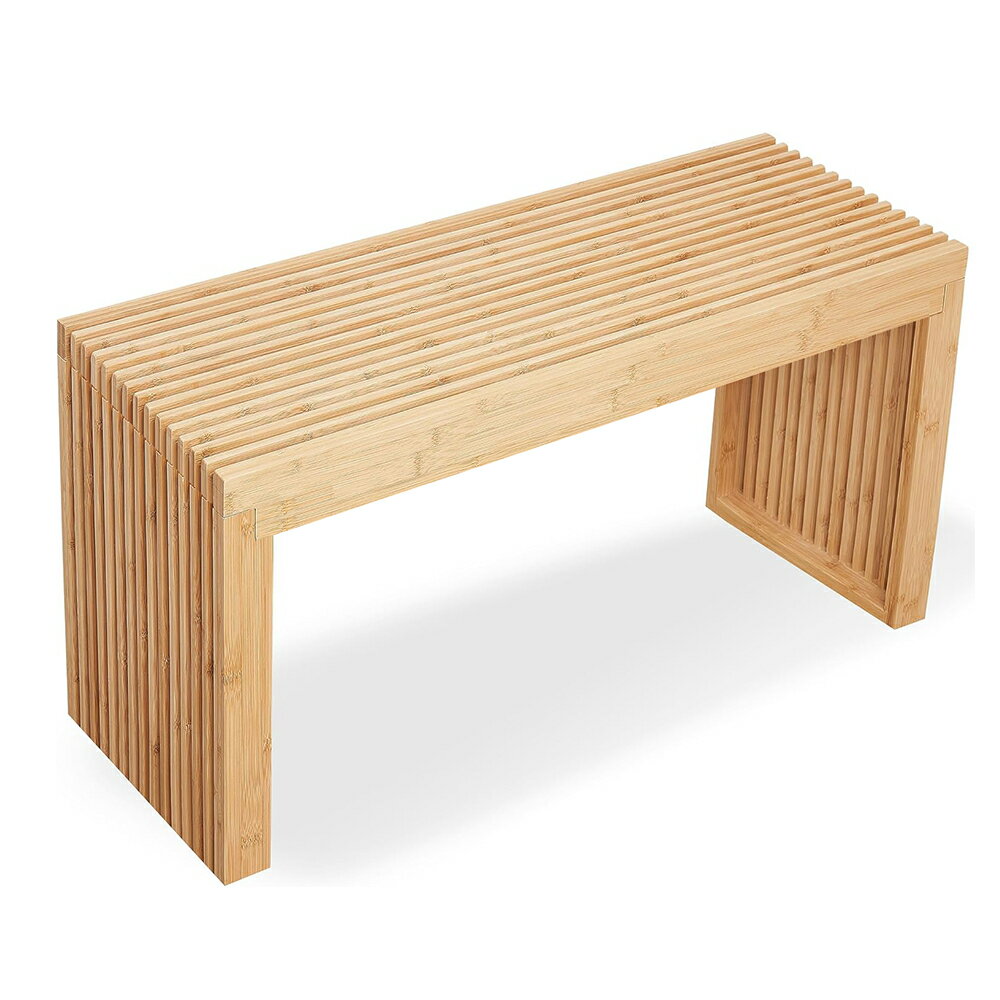 竹製ベンチ ダイニングベンチ 天然竹材 パークベンチ 玄関ベンチ 長椅子 二人掛け ナチュラル グリッド形 居間 ベッドルーム 食堂 公園 オフィス 庭園