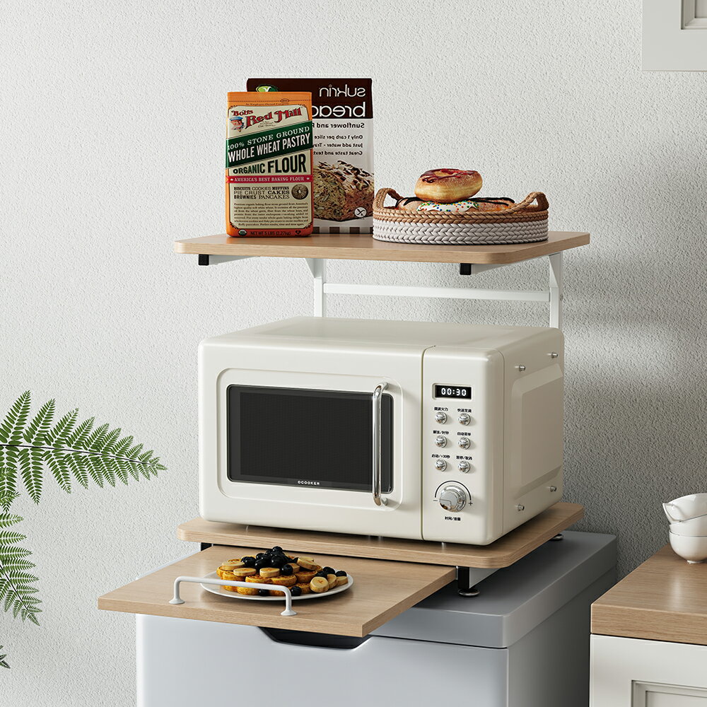 冷蔵庫上ラック 冷蔵庫 ラック レンジ台 冷蔵庫上 レンジラック レンジボード キッチンラック 冷蔵庫上収納 引き出し スライド棚付 電子レンジ置場 スリム コンパクト スペース 冷蔵庫の上 キッチン収納(3)