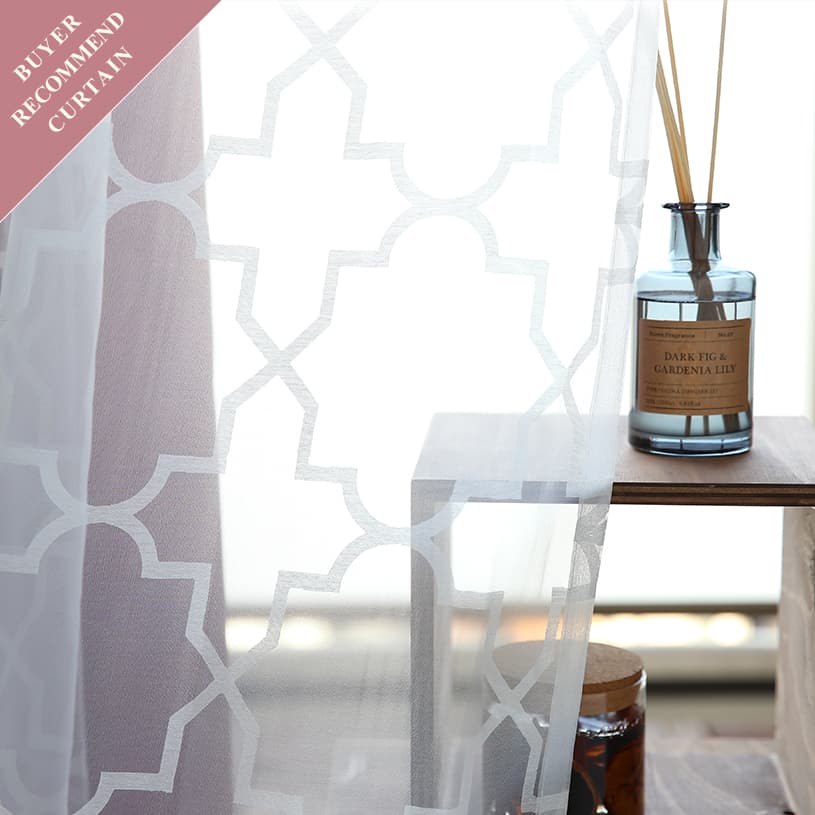 レースカーテン おしゃれ 洗濯可能 オーダー 丈50cm-285cm 幅30cm-300cm ポリエステル フック付 ホワイト 〜シャウエン 〜【最短・翌日出荷】のサムネイル