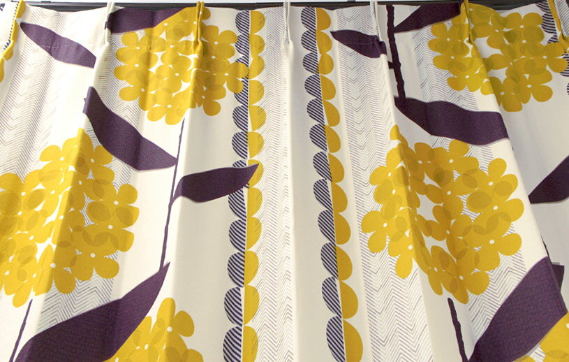 1cm刻みのカーテン オーダー オーダーカーテン (両開き : 2枚セット 片開き:1枚) 北欧 スミノエ デザインライフ 〜ケイランサス〜 イエロー遮光 北欧【代引き不可】