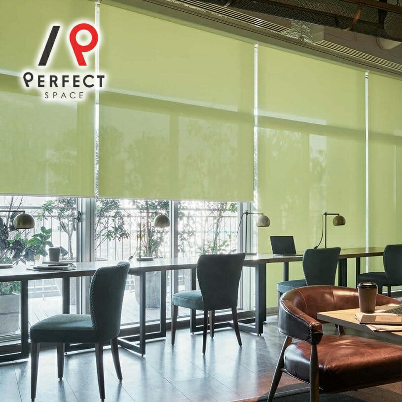 ロールスクリーン ニチベイ 幅20〜270cm 防炎 広幅 消臭 遮熱72.3% カーテンレール 賃貸 レール取付可 オーダー ロールカーテン グリーン ホワイト