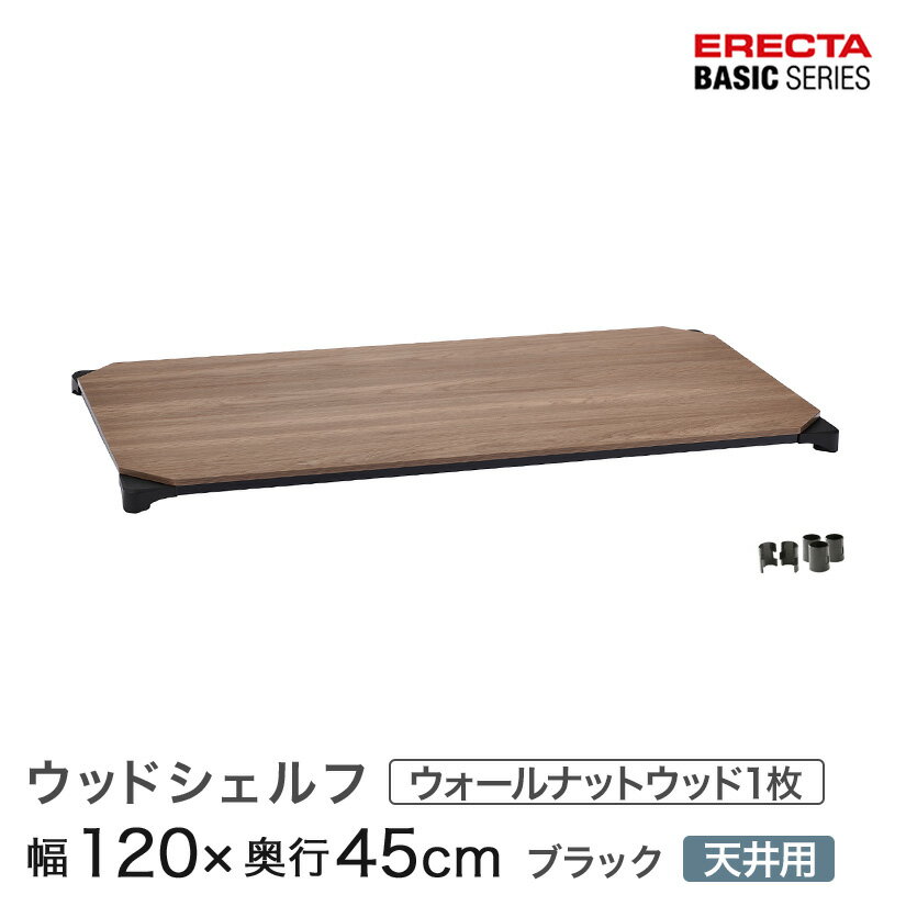 スチールラック エレクター ラック ベーシックシリーズ ウッドシェルフ 天板用 幅120×奥行45cm ERECTA パーツ 送料無料 B1848MWBD1