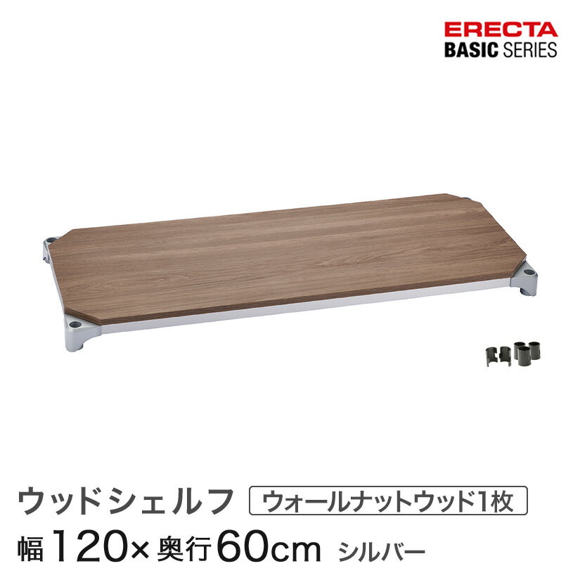 ベーシックシリーズ ウッドシェルフ ウォールナットウッド シルバーフレーム 棚用 幅120×奥行60cm B2448MWS1 パーツ