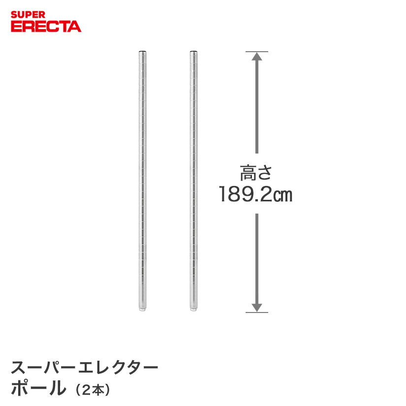 ポール 2本セット エレクター ERECTA 高さ189.2cm SUS304ステンレス ダイカスト アジャストボルト付 P1900W-2
