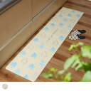 【送料無料】キッチンマット マット 床暖OK オールシーズン 青い鳥 ナチュラル ブルー かわいい お手入れ簡単 洗濯不要 サッと拭ける 幅180cm×長さ45cm