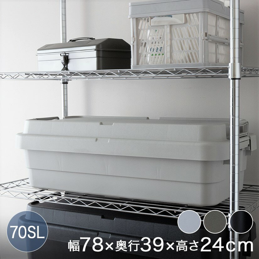 頑丈収納ボックス おもちゃ収納 衣類収納 トランクカーゴL・浅型　幅80×奥40×高さ24cm 1個 BOX-AZM0030