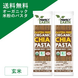 オーガニック グルテンフリー ライス パスタ 米粉 小麦不使用 チアシード入 玄米 225g×2個 有機JAS 無添加 無農薬 ジャスミン米 タイ米 ダイエット アレルゲンフリー 低GI スパゲッティ ライスヌードル PERFECT EARTH パーフェクトアース