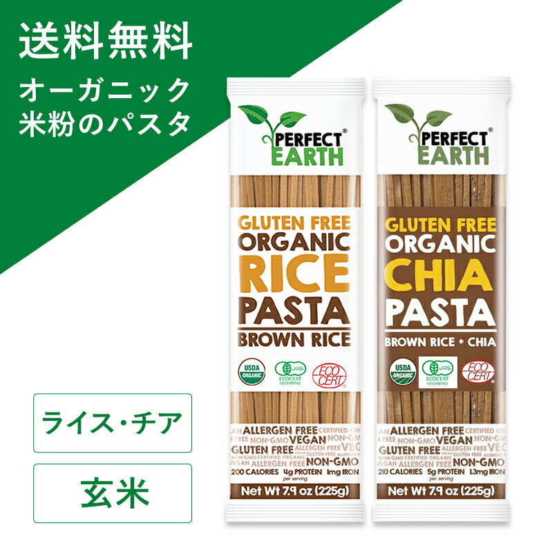 オーガニック グルテンフリー 米粉 小麦不使用 チアシード入  225g×2個 有機JAS 無添加 低糖質 無農薬 タイ米 ダイエット アレルゲンフリー 低GI スパゲッティ PERFECTEARTH パーフェクトアース