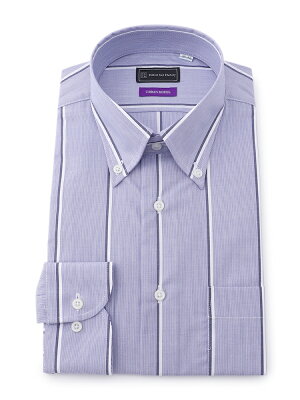 【アウトレット OUTLET 】【形態安定】ビッグパターン長袖ワイシャツ【アーバン】 ボタンダウン ストライプ ブルー P.S.FA PSFA パーフェクトスーツ