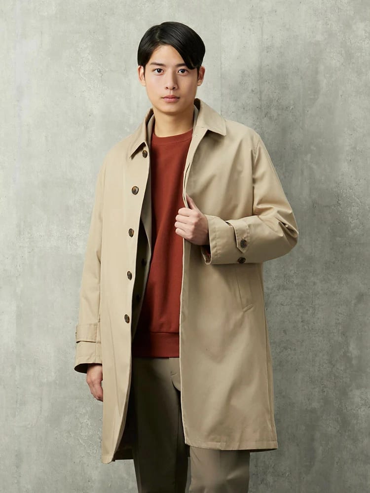 メンズコート ロングコート BESTE コットンナイロンステンカラーコート ベージュ S M L LL 3L 綿 ナイロン 秋冬 PSFA
