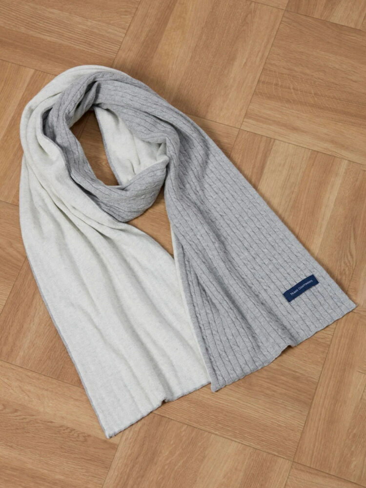 メンズ雑貨・アクセサリー マフラー 綿カシミヤマフラー バイカラー L．グレー 綿 カシミア 秋冬 PSFA
