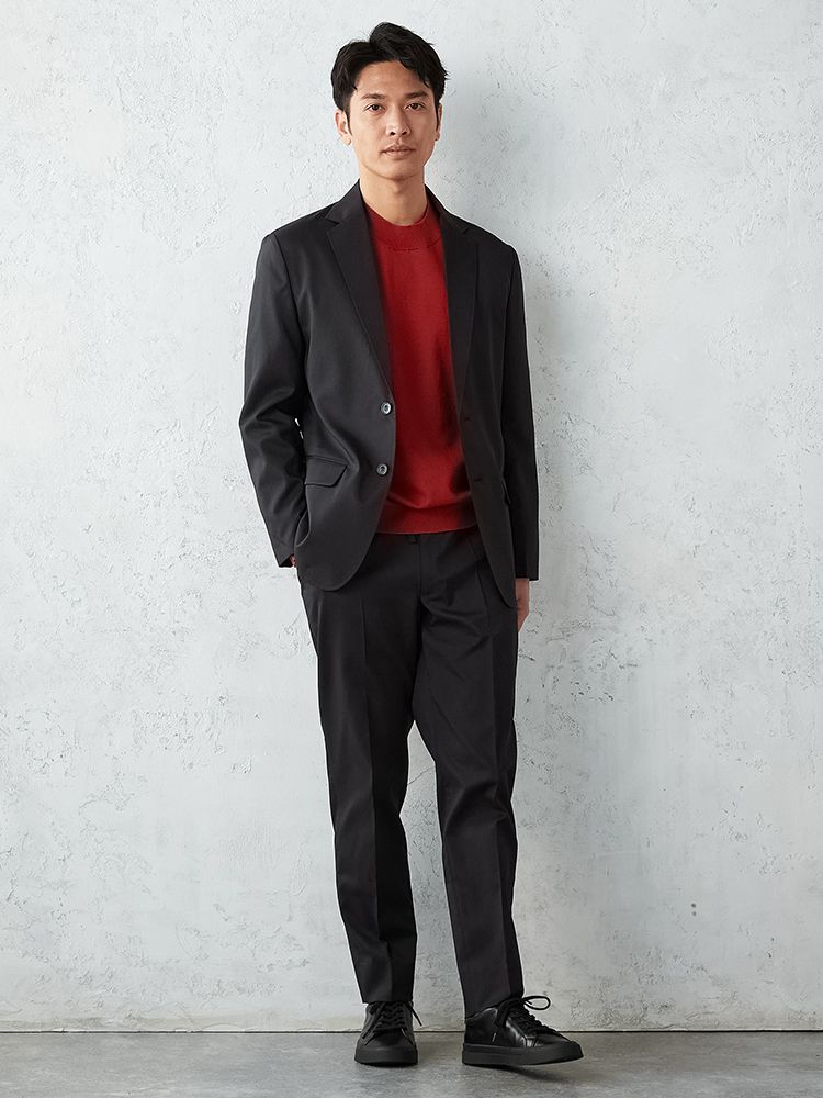 メンズカジュアルアウター ジャケット 軽量プチプラセットアップ ジャケット 無地 ネイビー SS S M L LL ポリエステル ポリウレタン 春夏 PSFA