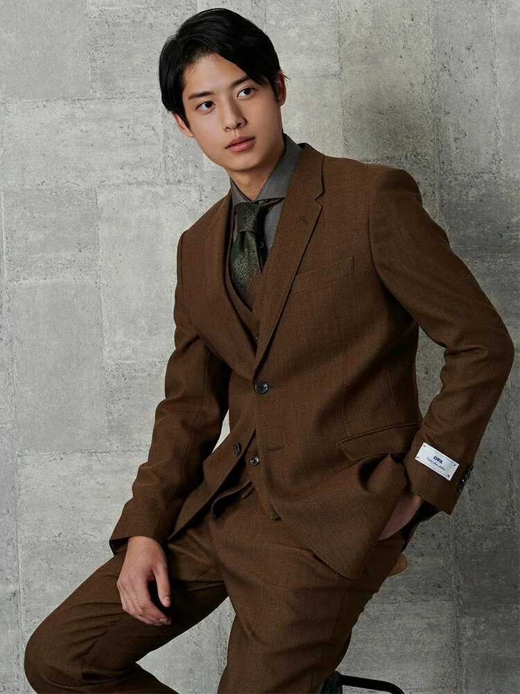 メンズジャケット 2釦 EDWINコラボ　デニムライクウール　セットアップジャケット ブラウン S M L LL 3L ポリエステル ウール ポリウレタン 通年 PSFA