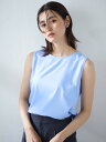 レディースブラウス 袖なしブラウス <ひんやり接触冷感>シルク混ノースリーブブラウス サックス S M L ポリエステル レーヨン ポリウレタン 春夏 PSFA