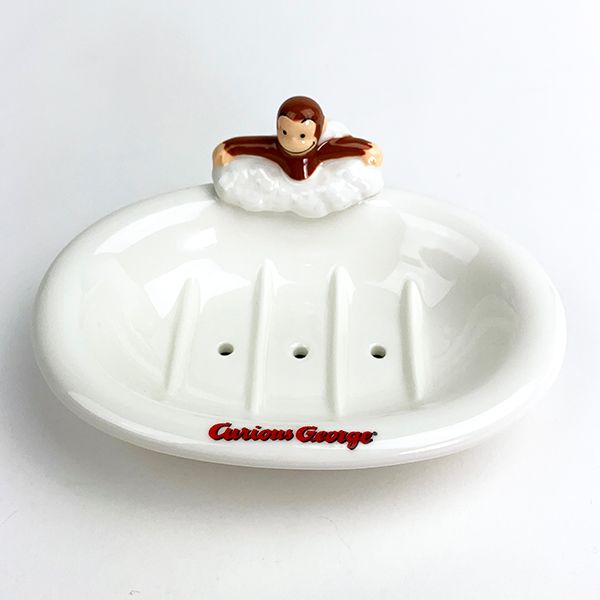 CuriousGeorge おさるのジョージ ソープディッシュ 石鹸置き 陶器 ジョージ ホワイト グッズ
