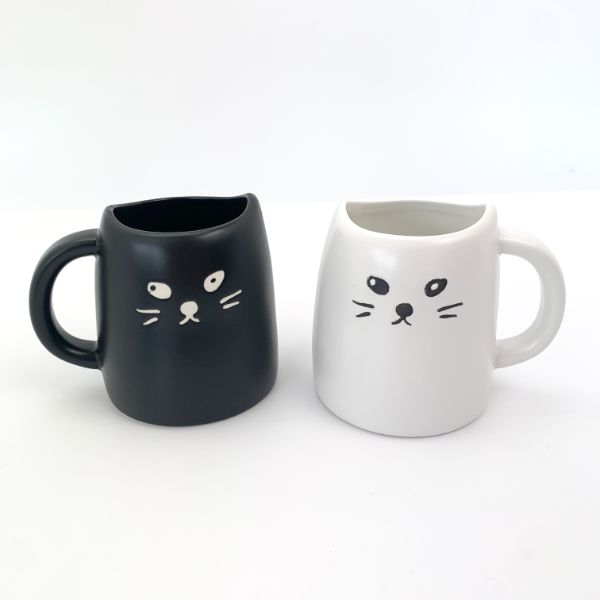 黒猫マグカップ 黒ねこと白ねこ ペアマグ (マグカップ/黒猫・白猫) おもしろ食器