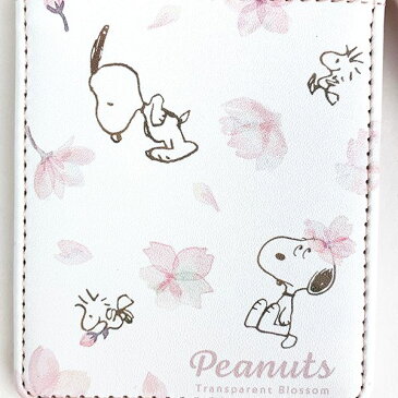 スヌーピー リール付きシングルパスケース 桜SNOOPY パスケース 小物入れ 通勤 通学 リール 桜 ホワイト (MCOR)